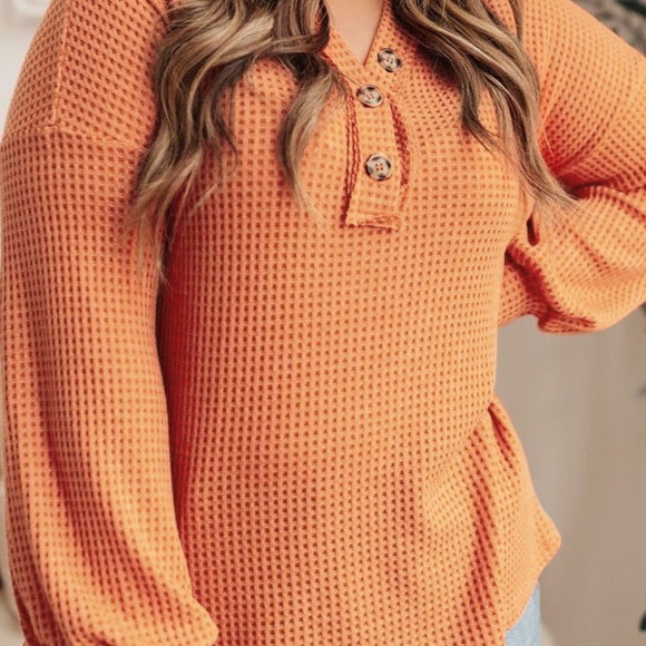 Orange Waffle Sweater - Picture 1 of 2